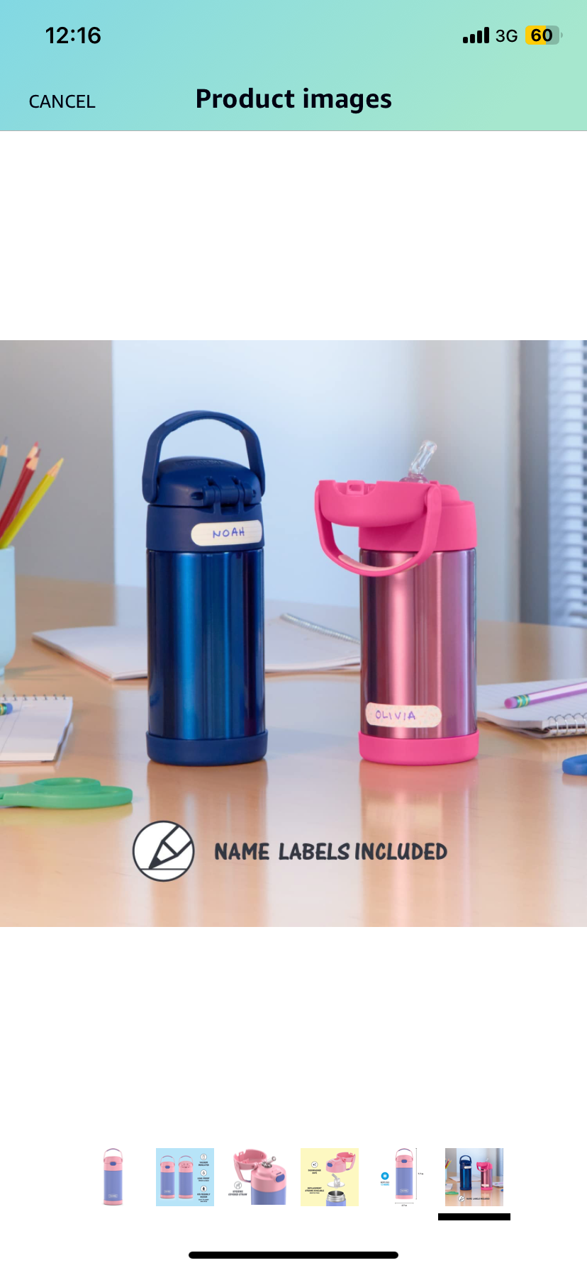 Thermos Water Bottle - Purple/Pink