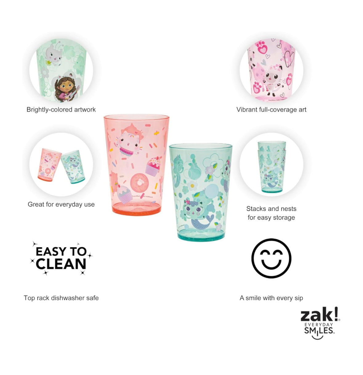 Zak Designs Tumbler Set - Gabby’s Dollhouse