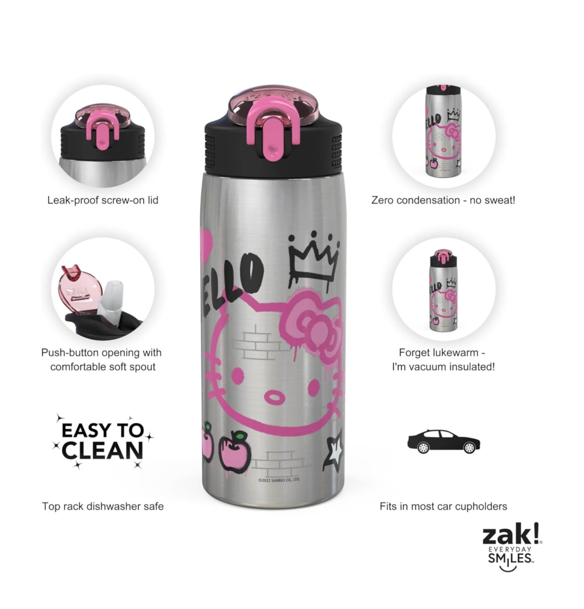 Zak Designs Water Bottle - Hello Kitty