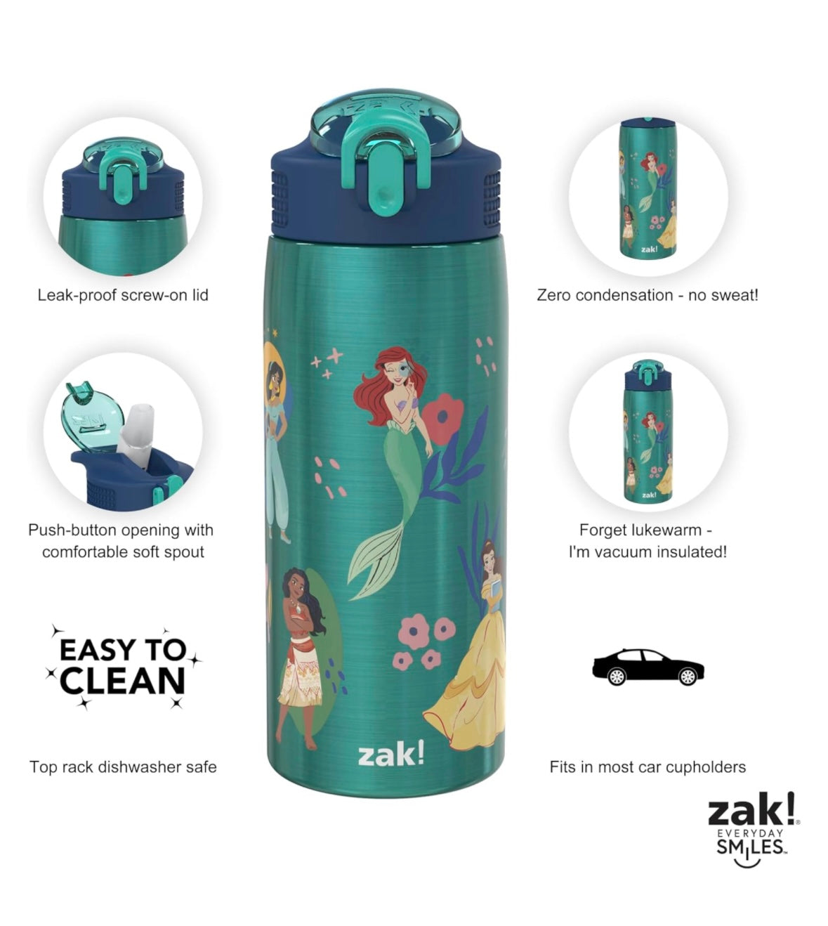 Zak Designs Water Bottle - Disney Princess