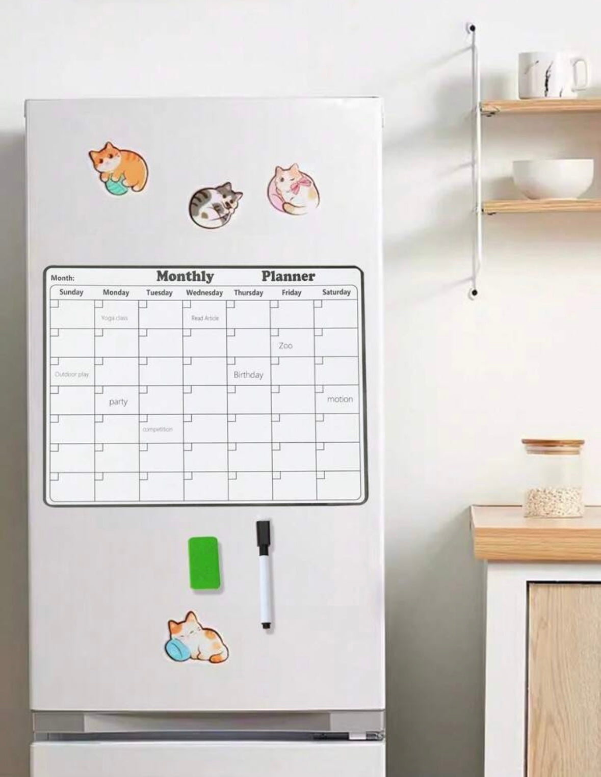 Dry Erase Magnetic Calendar Whiteboard