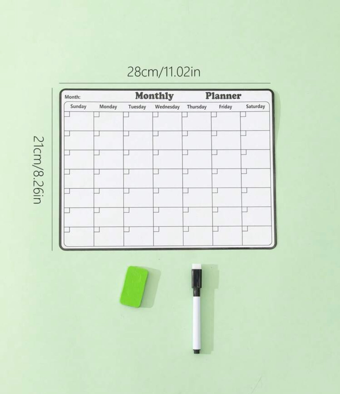 Dry Erase Magnetic Calendar Whiteboard