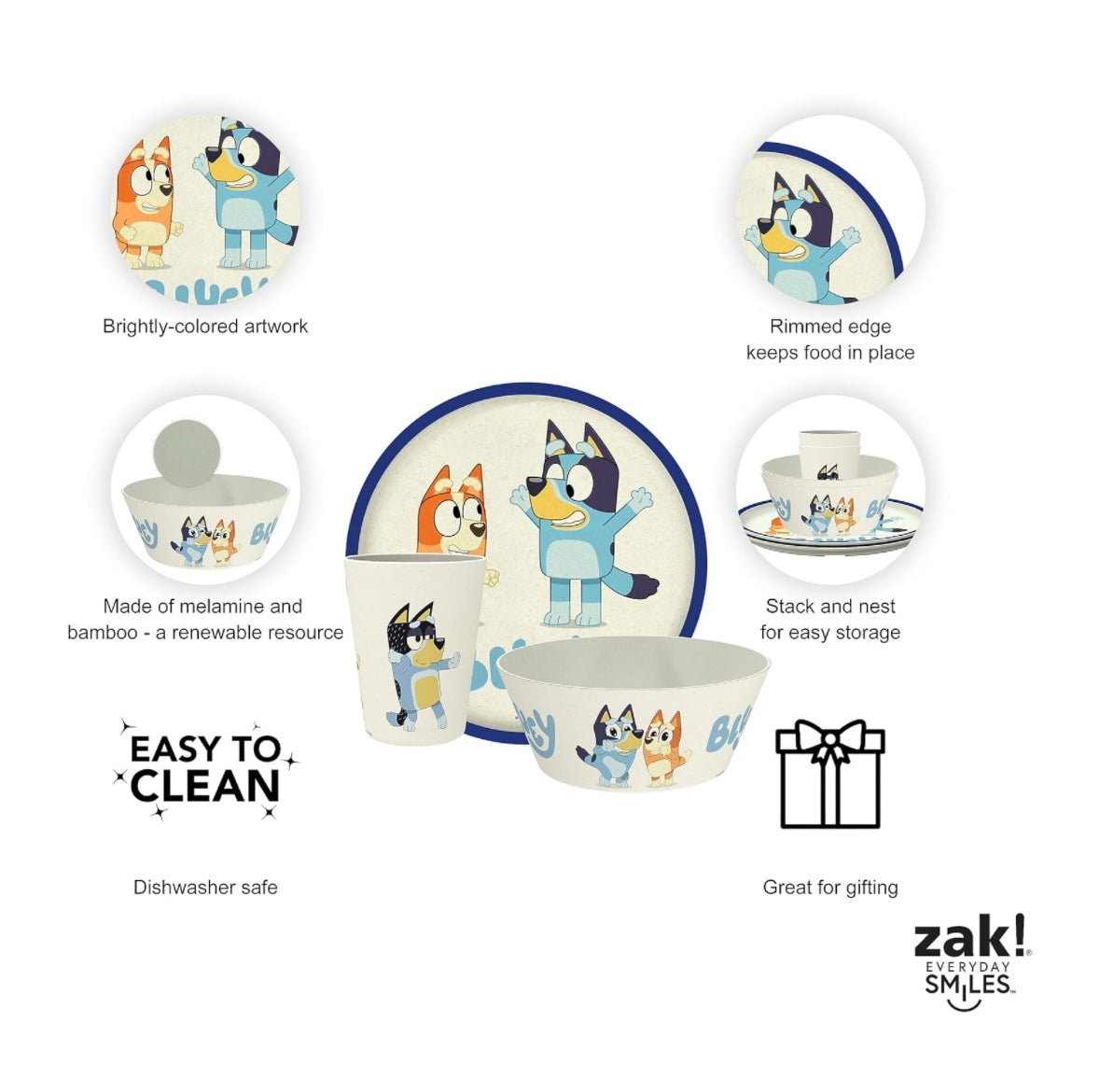 Zak Designs Kids Dinnerware - Bluey