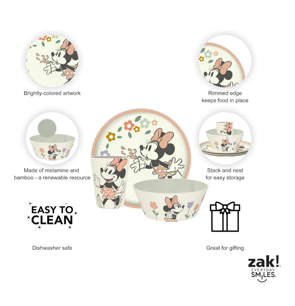 Zak Designs Kids Dinnerware - Minnie Mouse