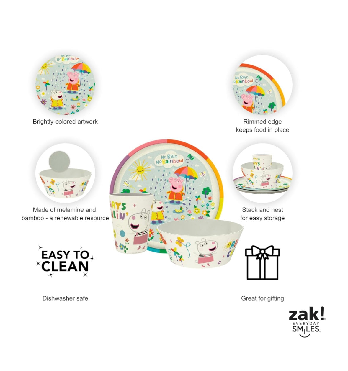 Zak Designs Kids Dinnerware - Peppa Pig