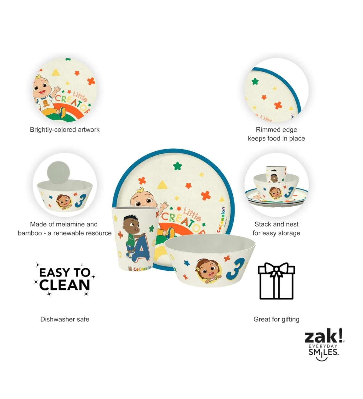 Zak Designs Kids Dinnerware - Cocomelon