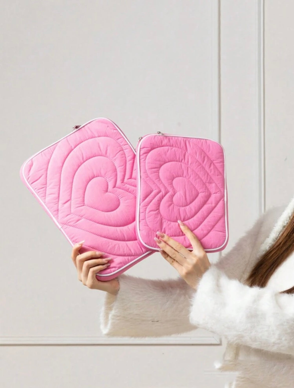 Heart Pattern Tablet/Labtop Bag - Pink