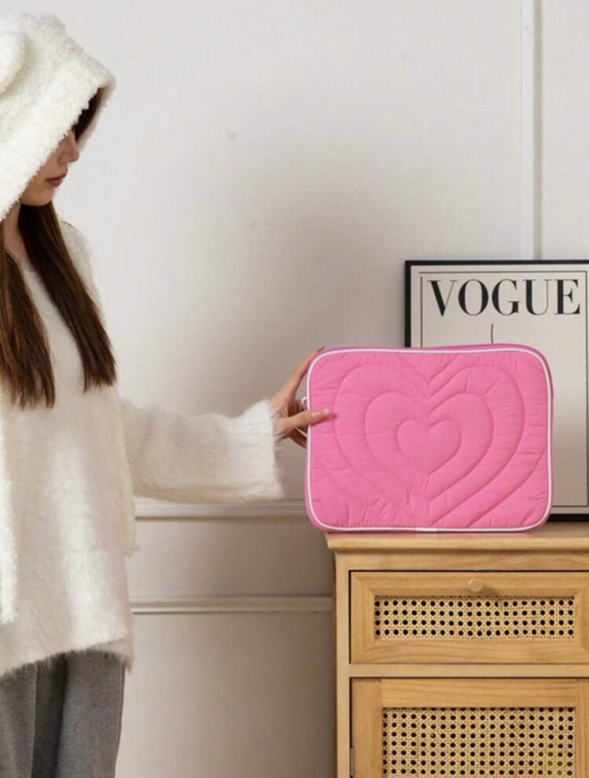 Heart Pattern Tablet/Labtop Bag - Pink