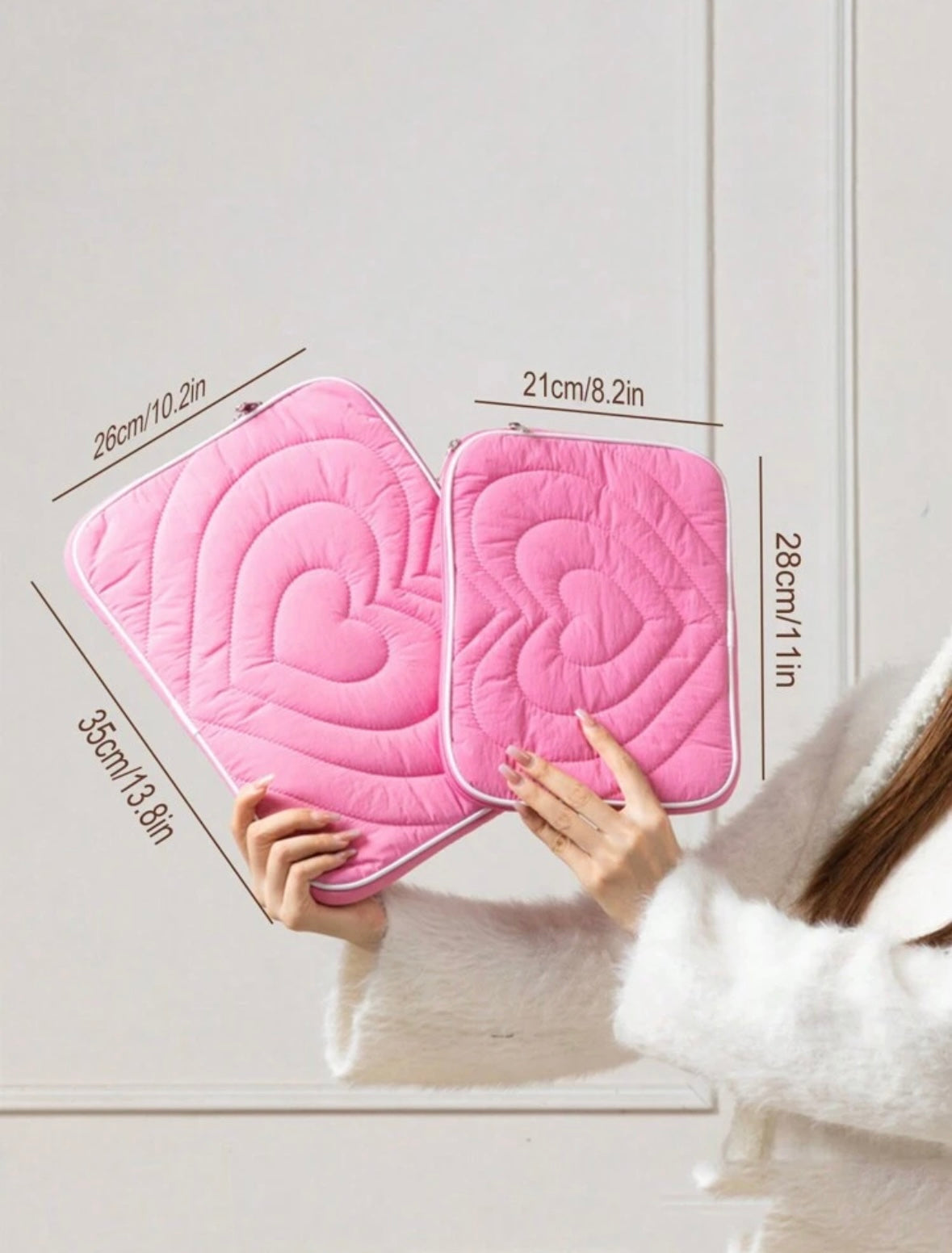 Heart Pattern Tablet/Labtop Bag - Pink