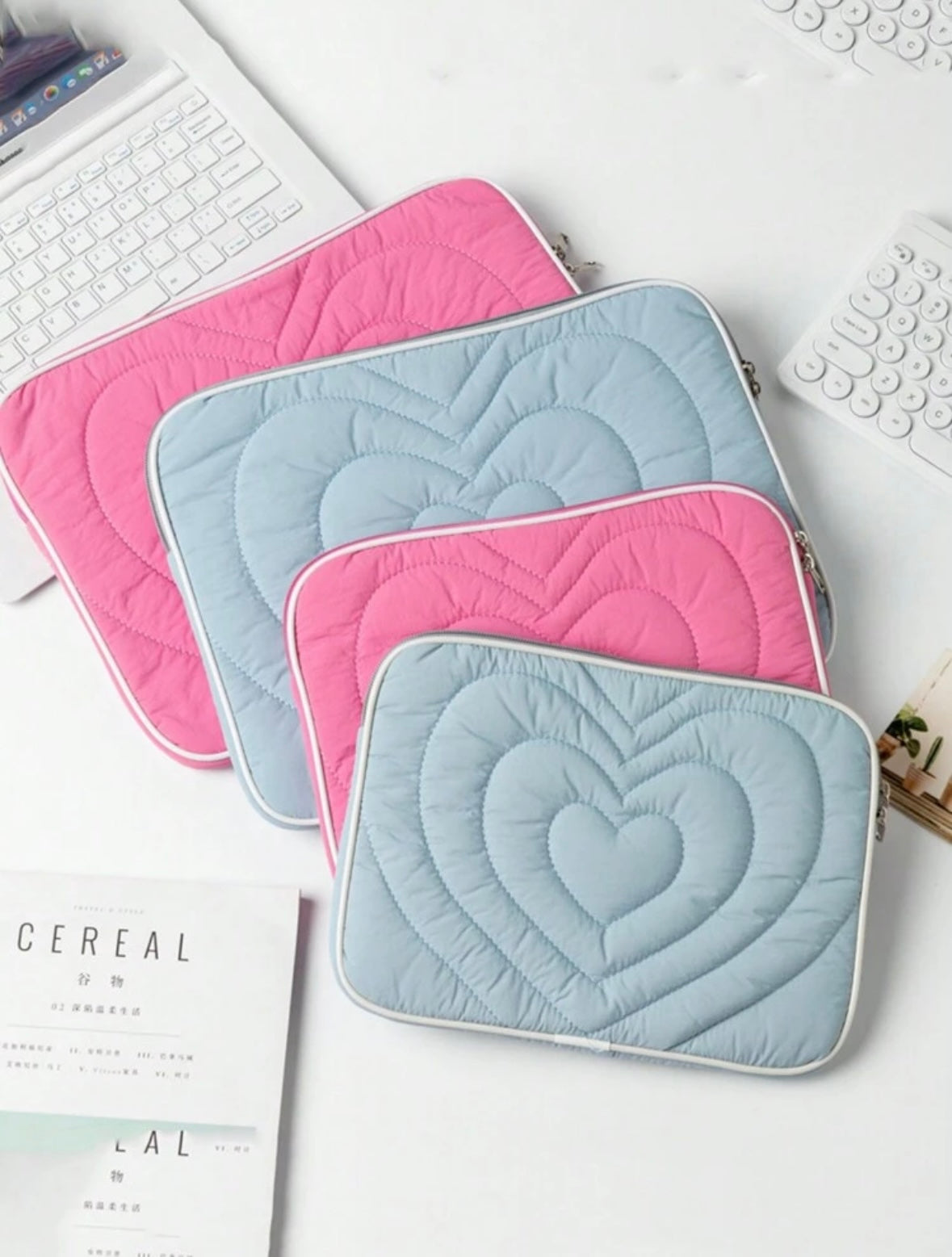 Heart Pattern Tablet/Labtop Bag - Pink