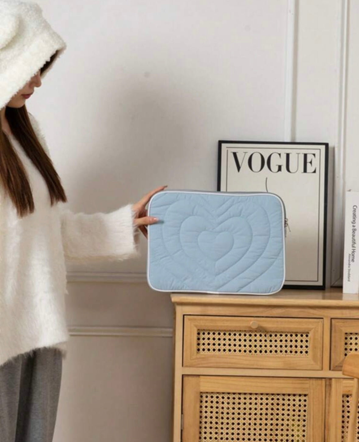 Heart Pattern Tablet/Laptop Bag - Blue