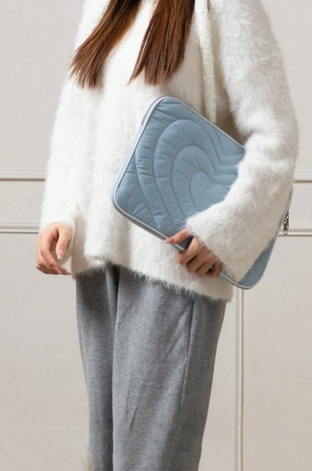 Heart Pattern Tablet/Laptop Bag - Blue