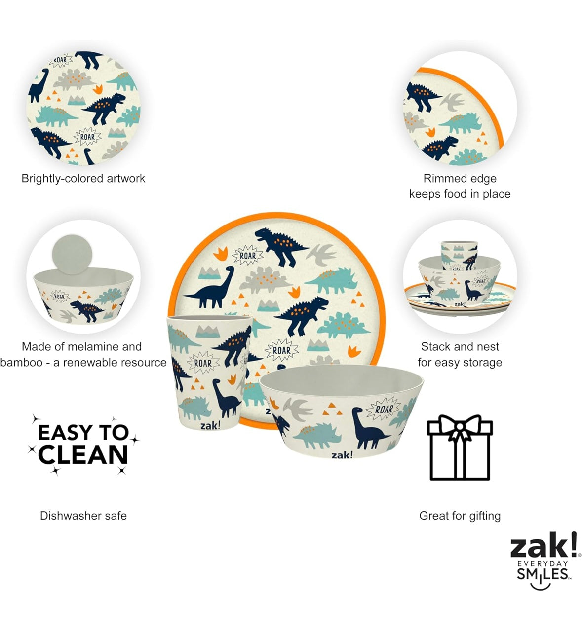 Zak Designs Kids Dinnerware - Zaksaurus
