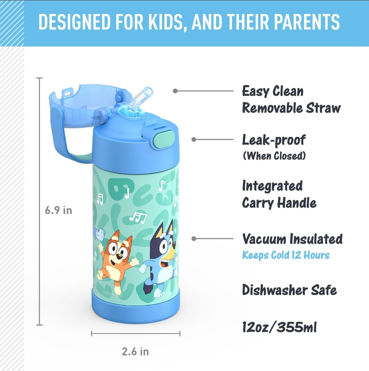 Thermos Water Bottle - Bluey