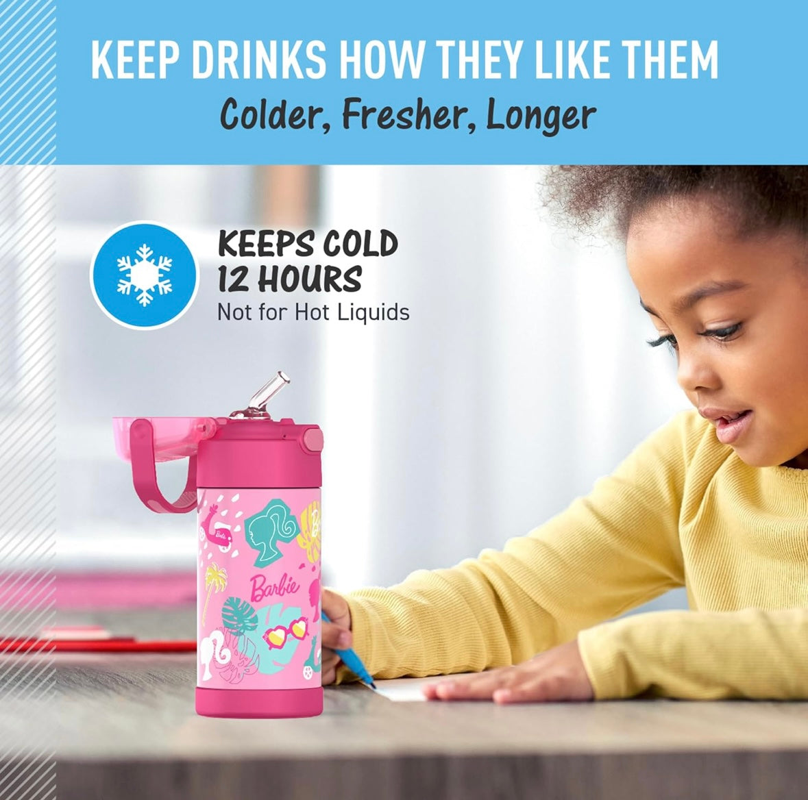 Thermos Water Bottle - Barbie