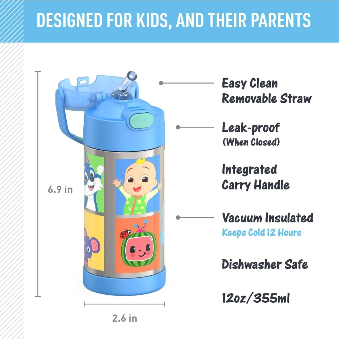 Thermos Water Bottle - Cocomelon