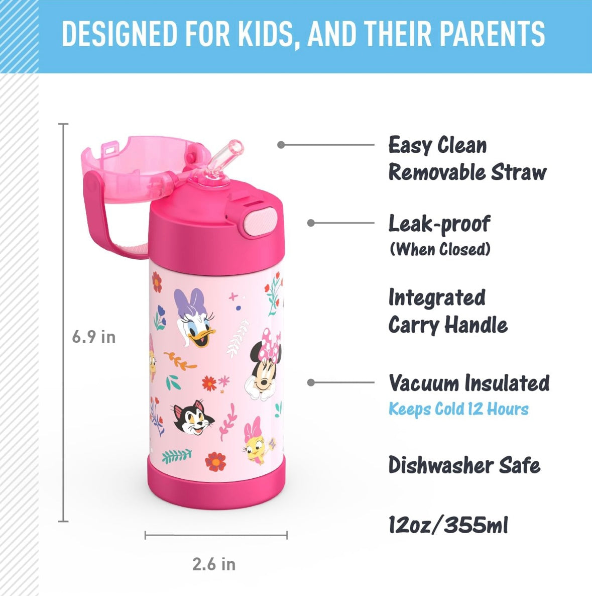 Thermos Water Bottle - Minnie Mouse