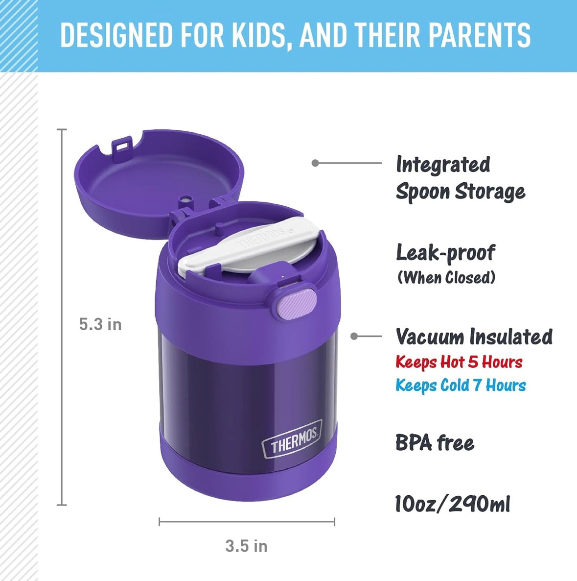 Thermos Food Jar with Spoon - Purple