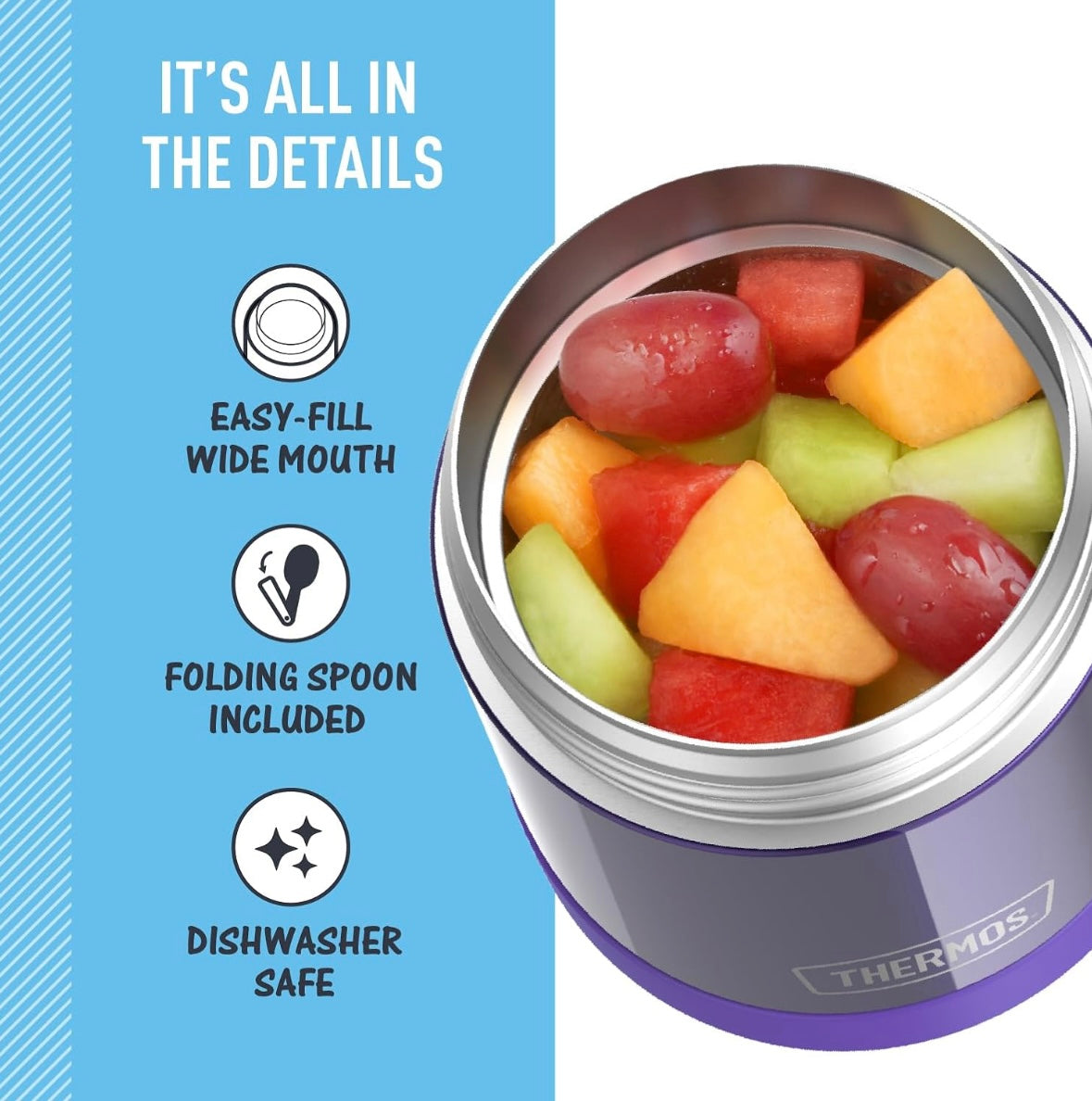 Thermos Food Jar with Spoon - Purple