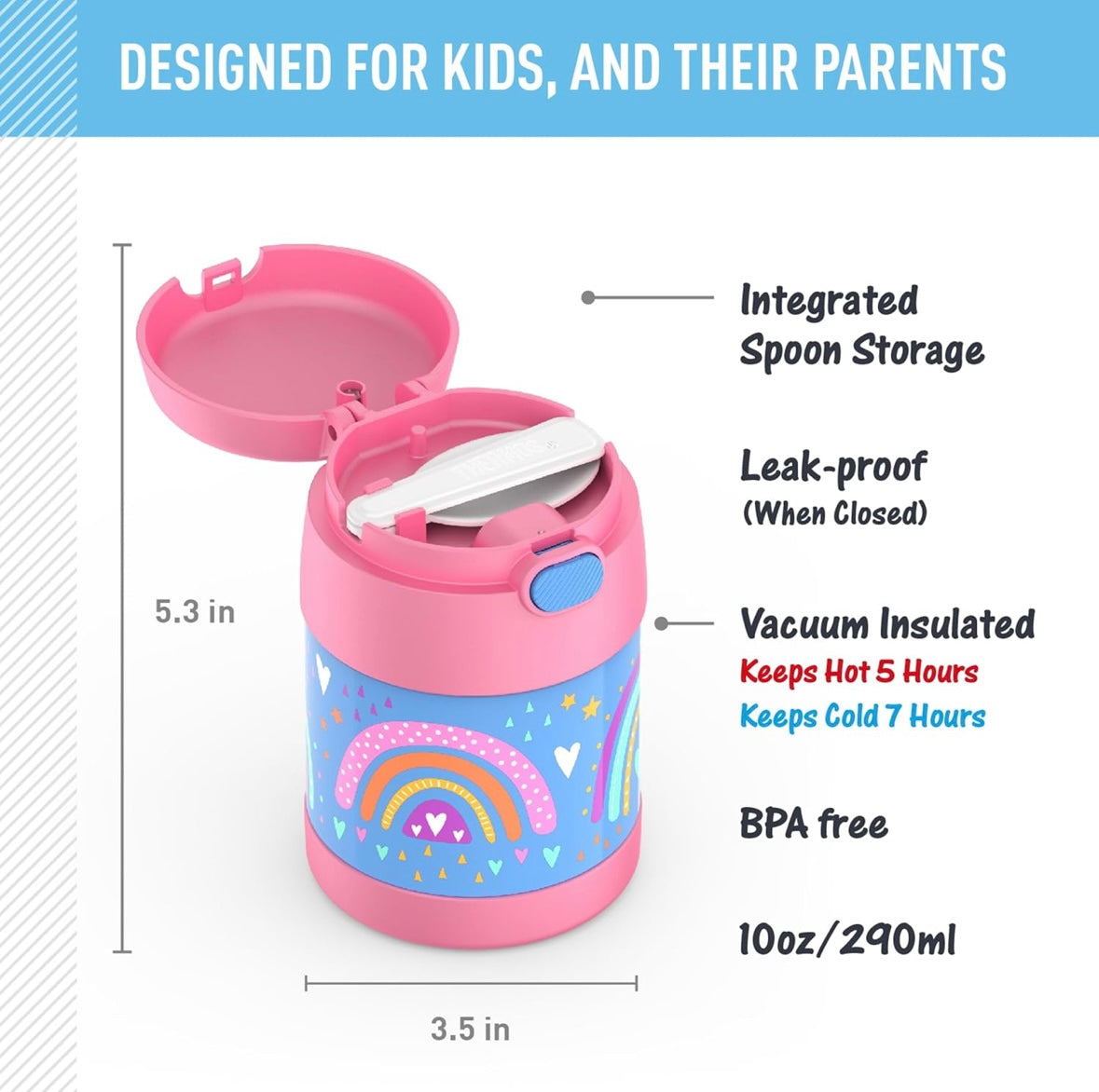 Thermos Food Jar with Spoon - Rainbow Dreams