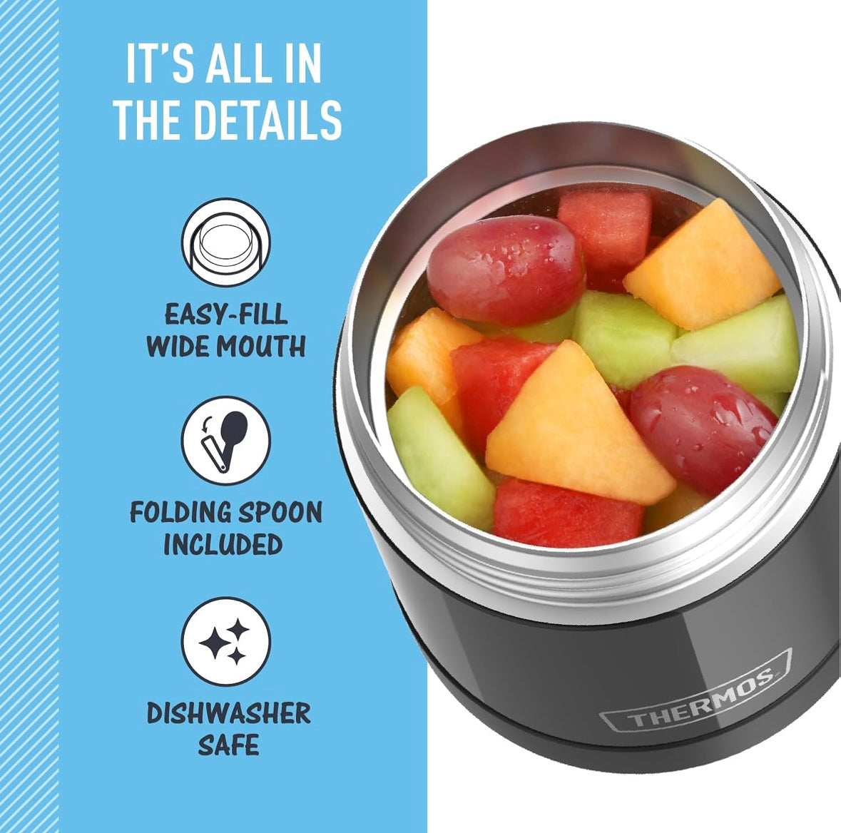 Thermos Food Jar with Spoon - Black