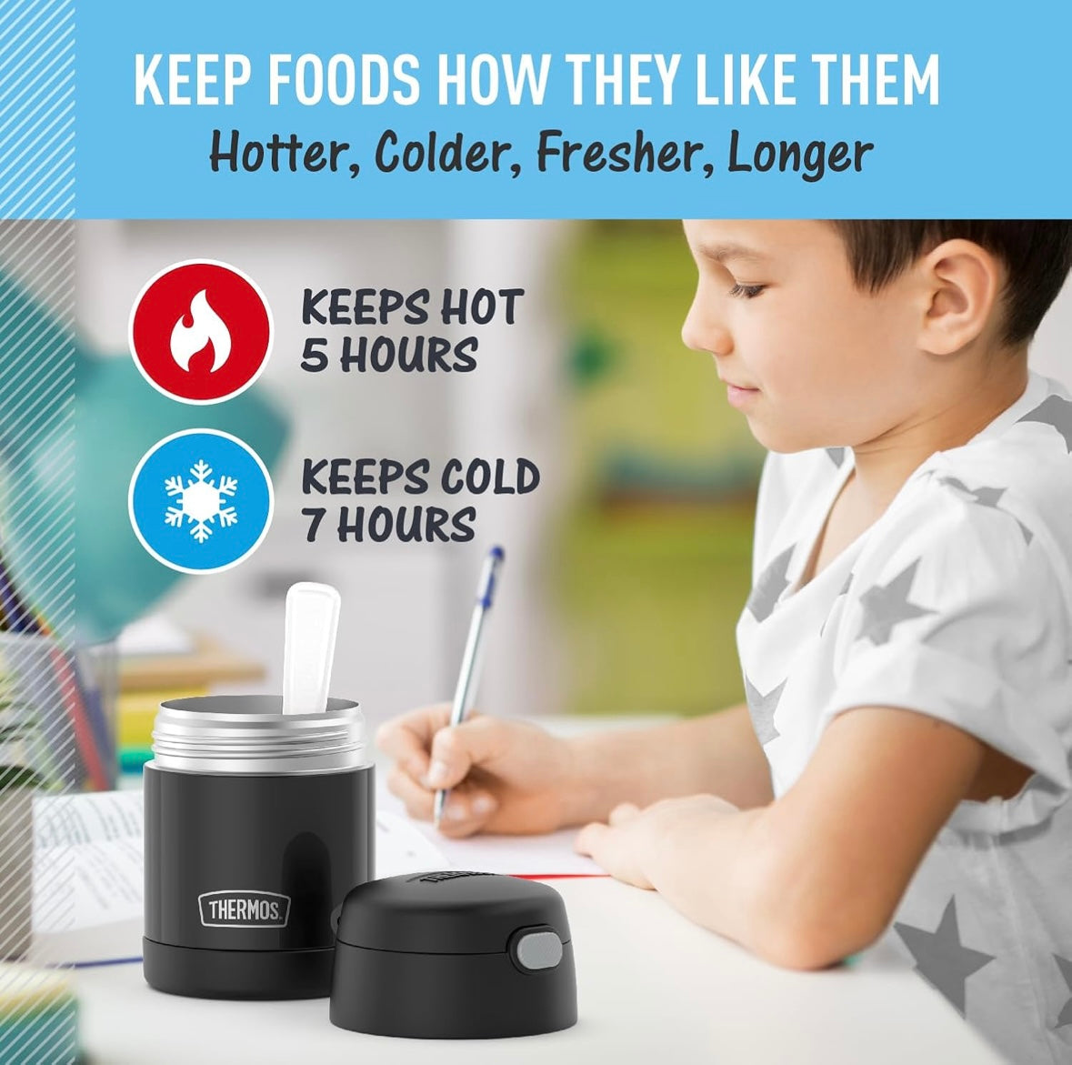 Thermos Food Jar with Spoon - Black