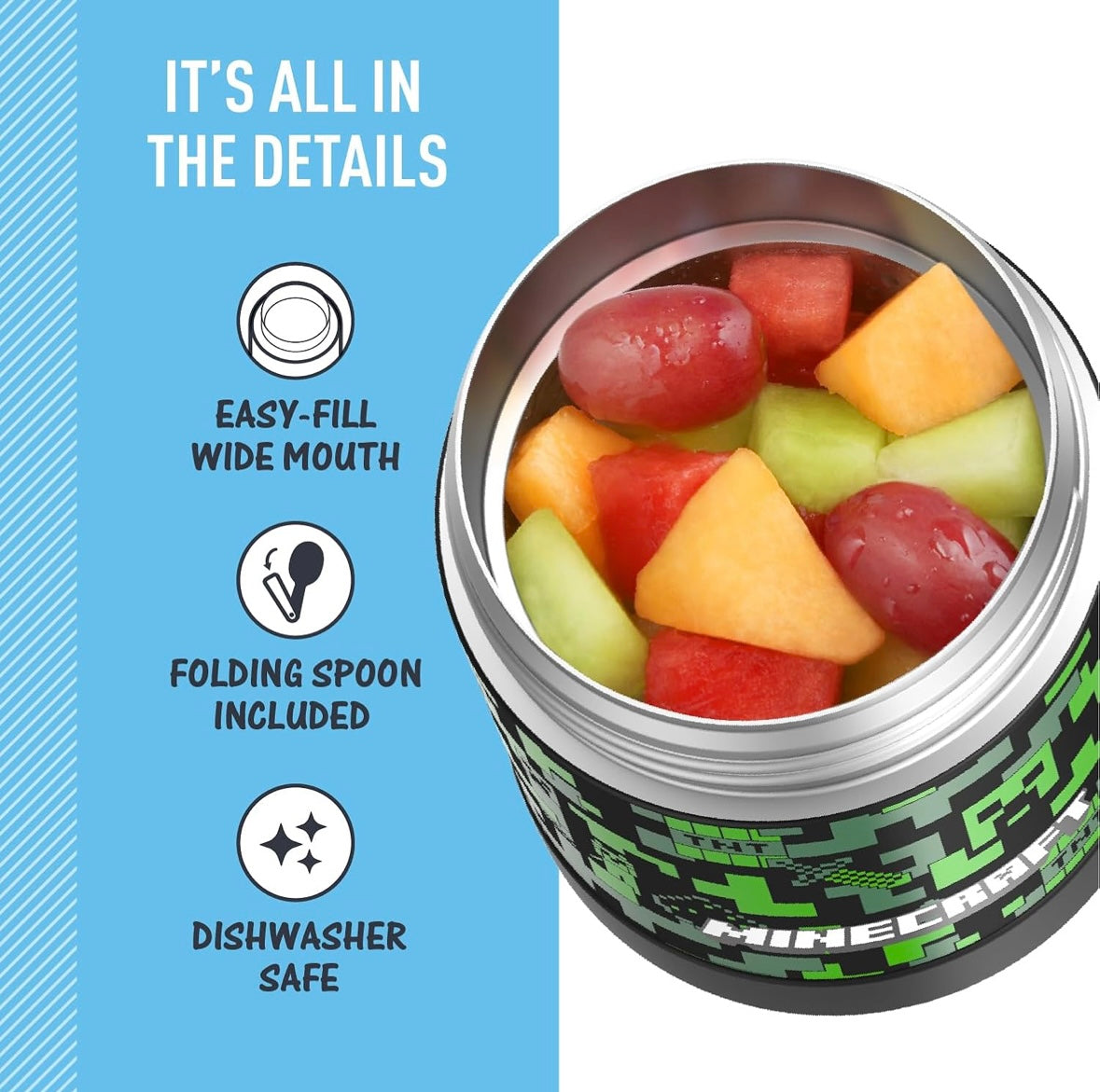Thermos Food Jar with Spoon - Minecraft