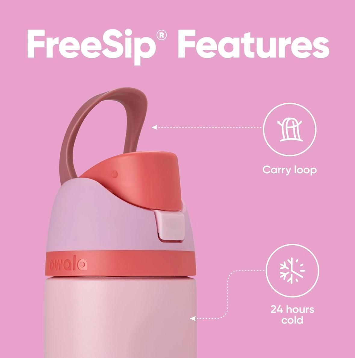 Owala FreeSip Bottle - Pink, Angel Food Cake
