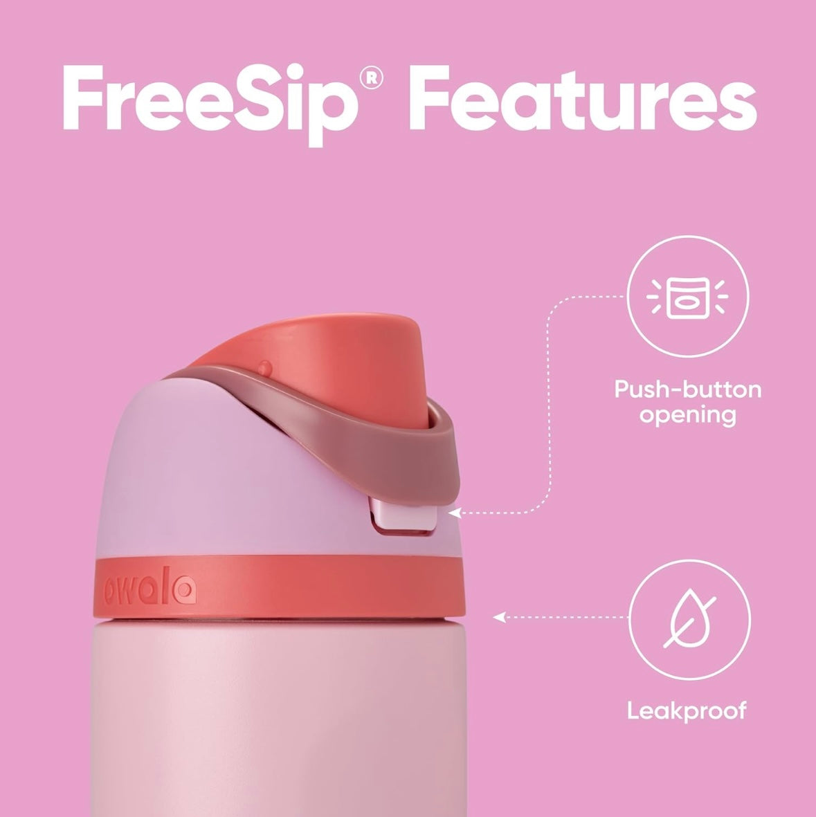 Owala FreeSip Bottle - Pink, Angel Food Cake