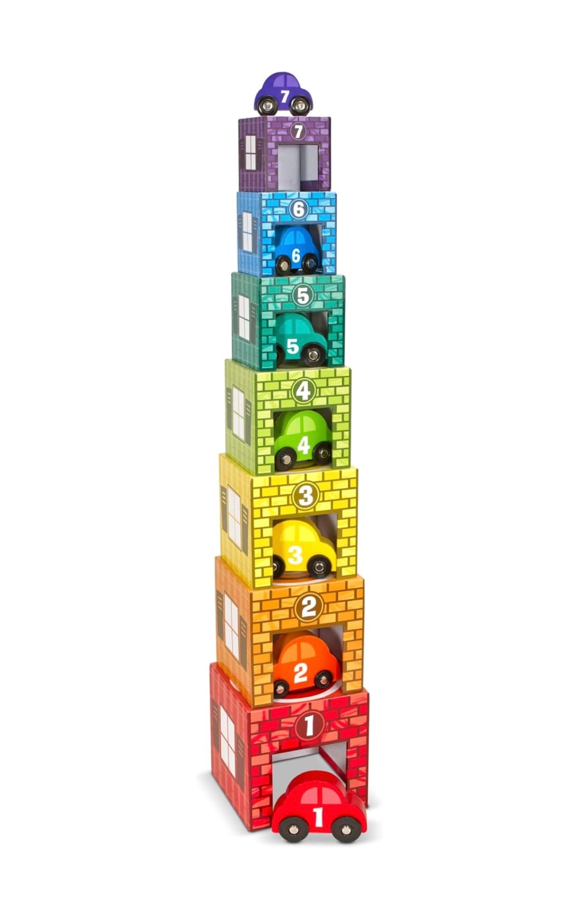 Melissa & Doug - Nesting and Sorting Garages and Cars (7 Colors)