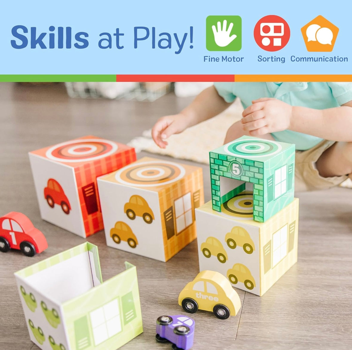 Melissa & Doug - Nesting and Sorting Garages and Cars (7 Colors)