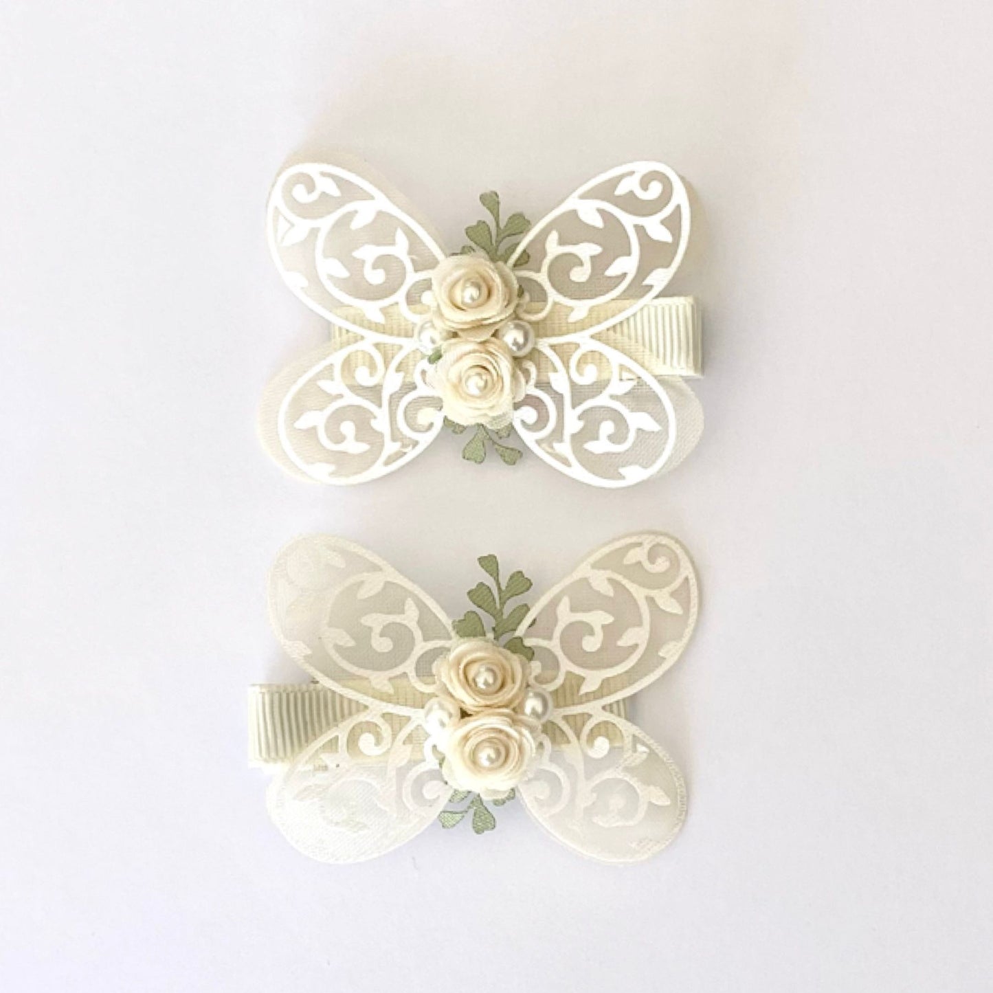 Handmade Hair Clips - Butterfly (Off-White)