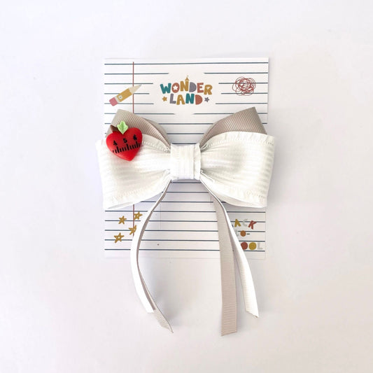 Back To School 2023 - Grey & White Hairbow