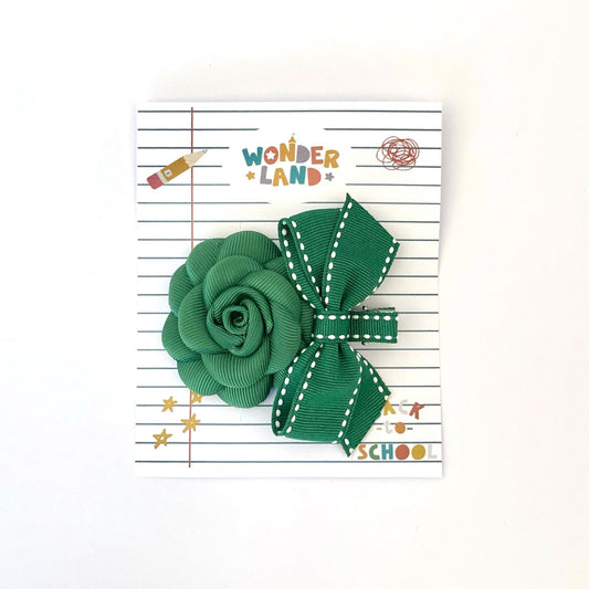 Back To School 2023 - Dark Green Flower Clip