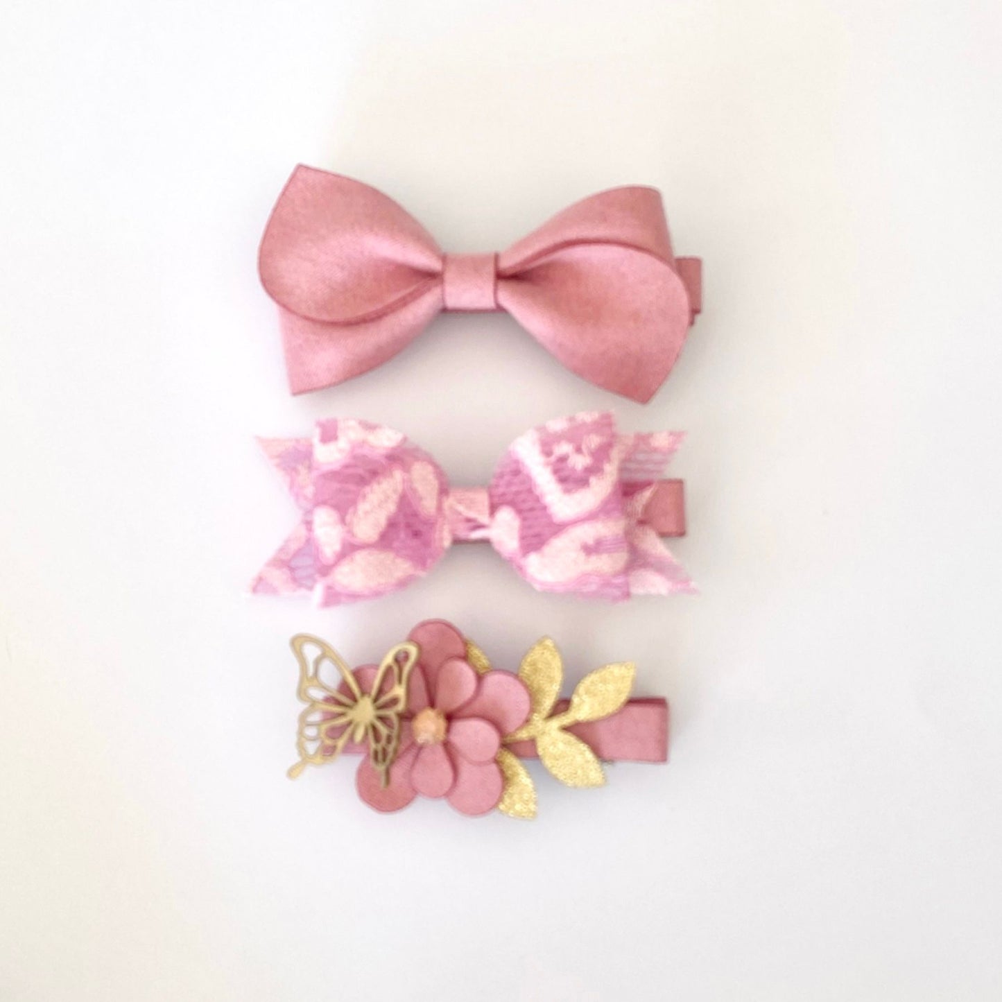 Handmade Small Bows - Rose (Set of 3)