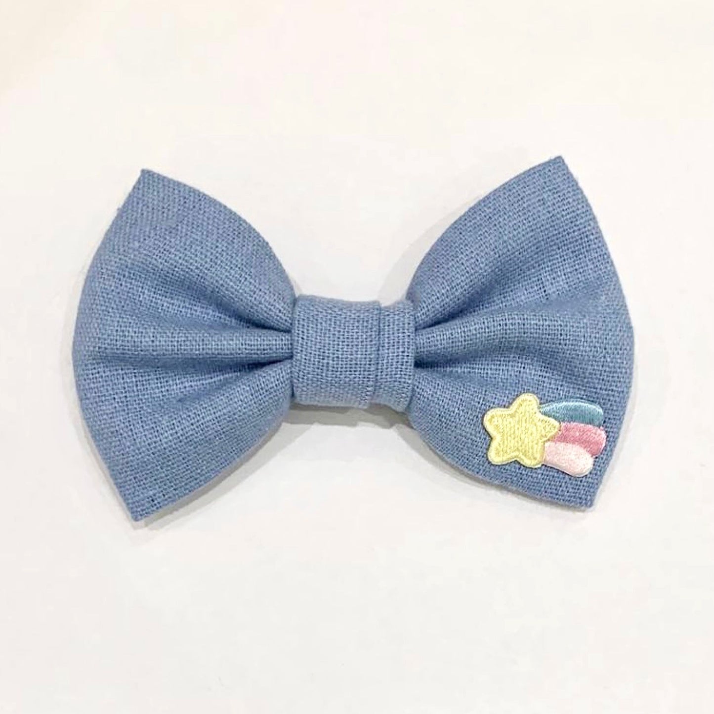 Handmade Linen Hair Bow - Blue