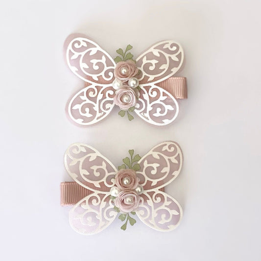 Handmade Hair Clips - Butterfly (Rose)