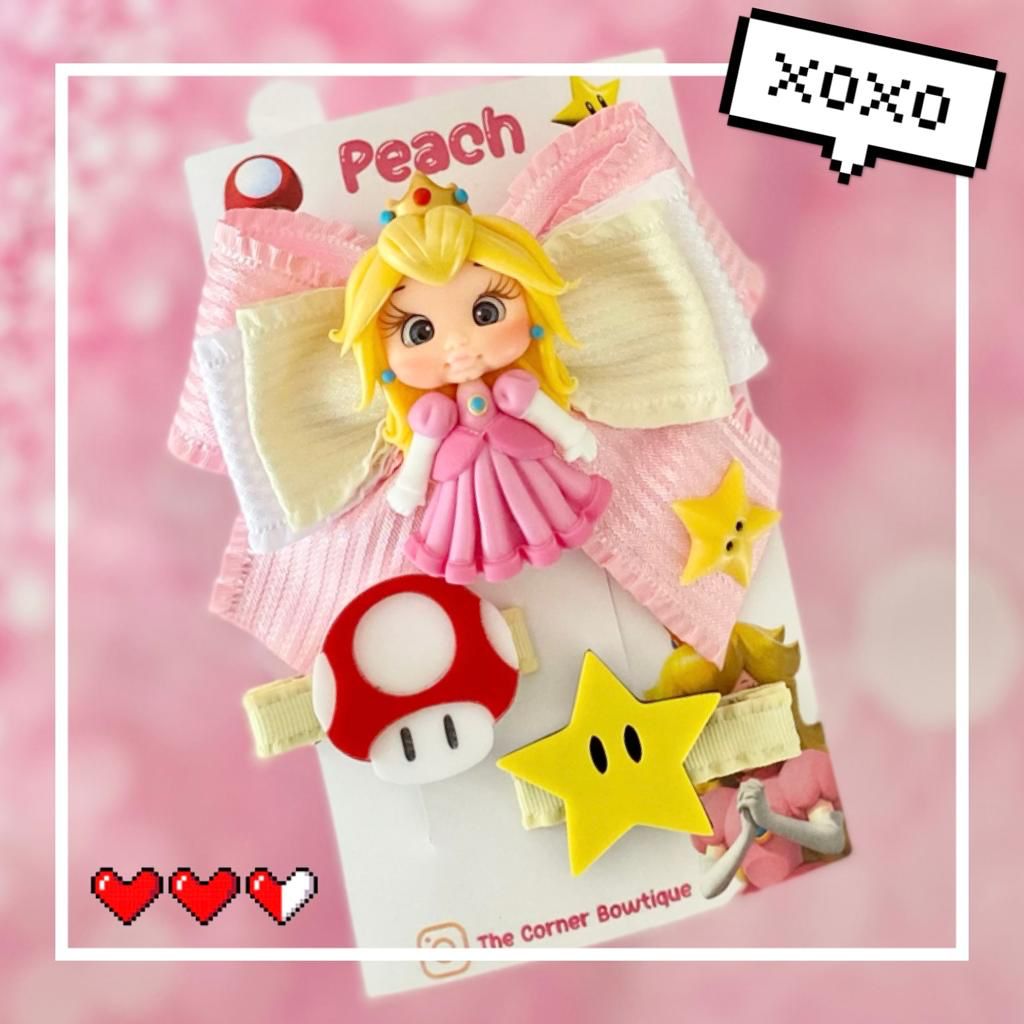 Handmade Hair Bow - Princess Peach