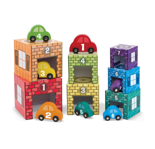 Melissa & Doug - Nesting and Sorting Garages and Cars (7 Colors)