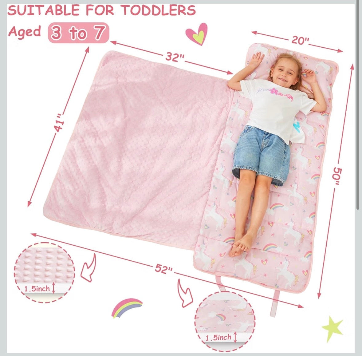 Toddler Nap Mat - Pink Unicorn
