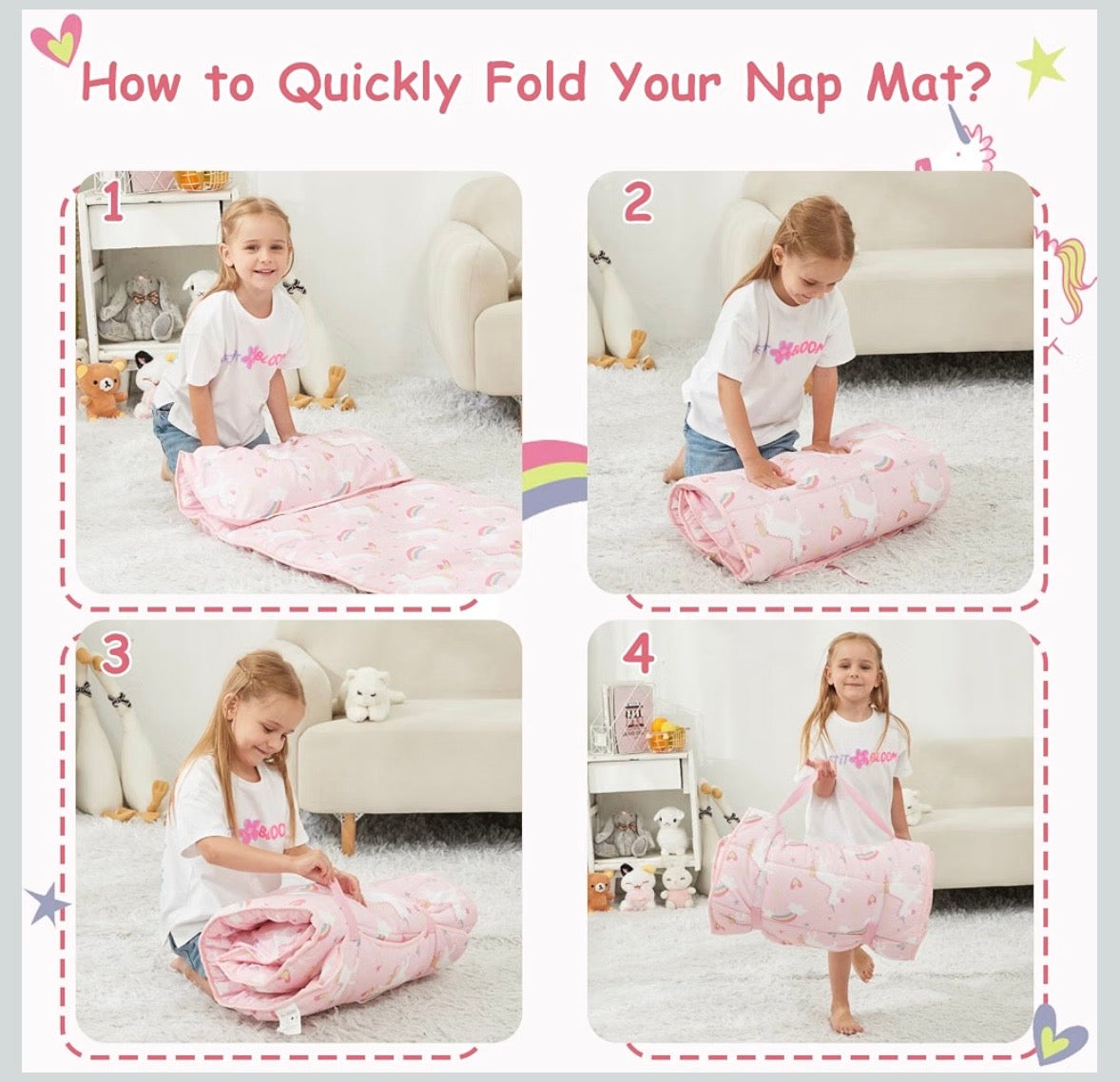 Toddler Nap Mat - Pink Unicorn