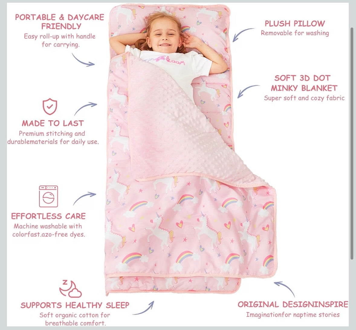 Toddler Nap Mat - Pink Unicorn