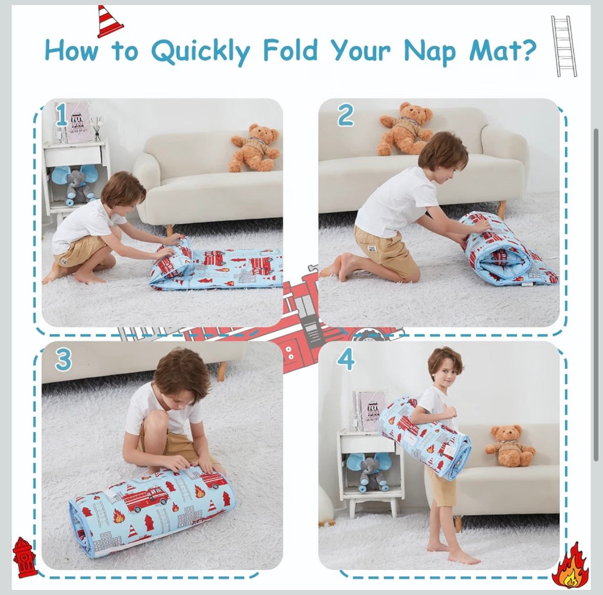 Toddler Nap Mat - Firetruck