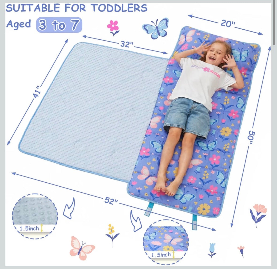 Toddler Nap Mat - Purple Butterfly