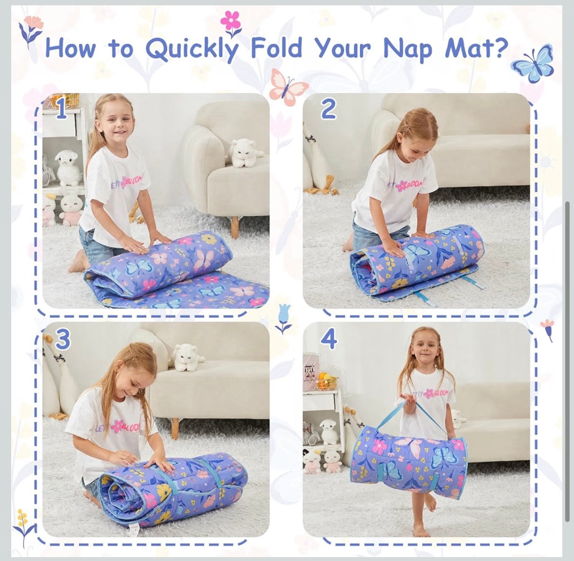Toddler Nap Mat - Purple Butterfly