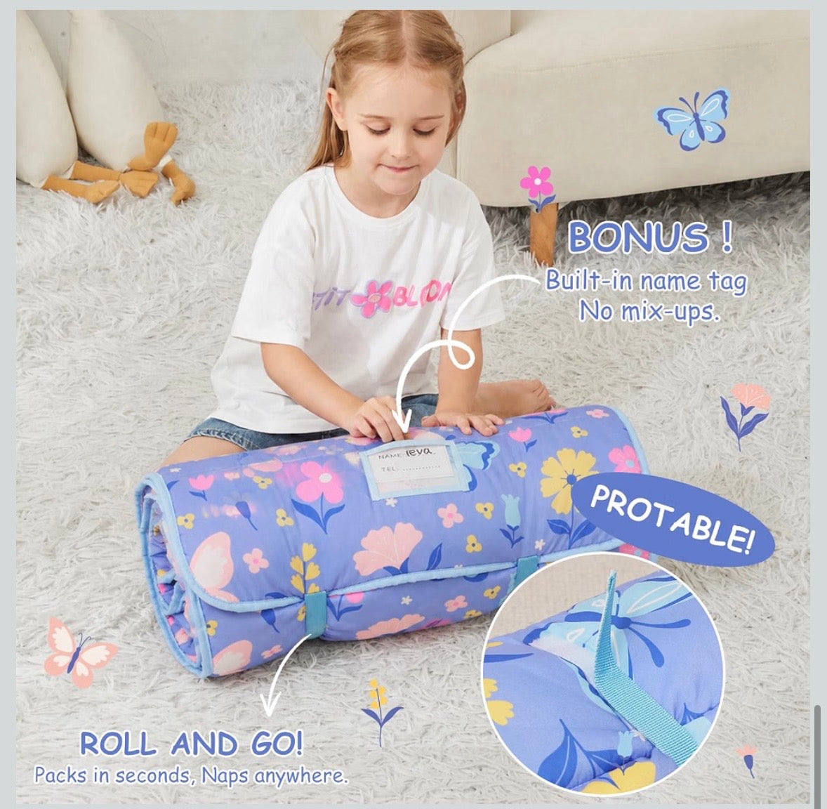 Toddler Nap Mat - Purple Butterfly