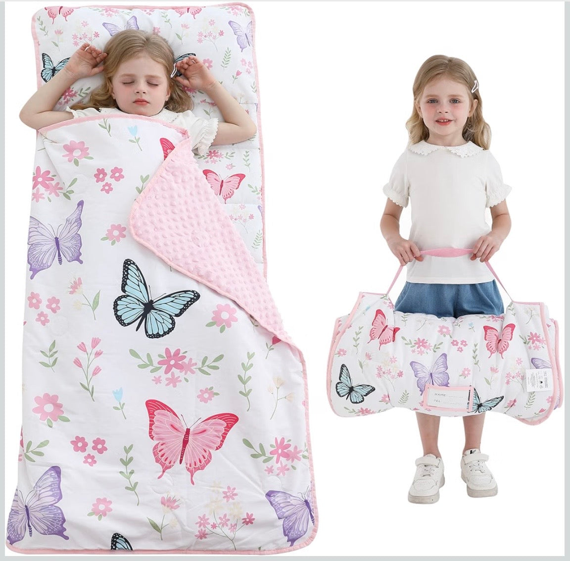 Toddler Nap Mat - White Butterfly