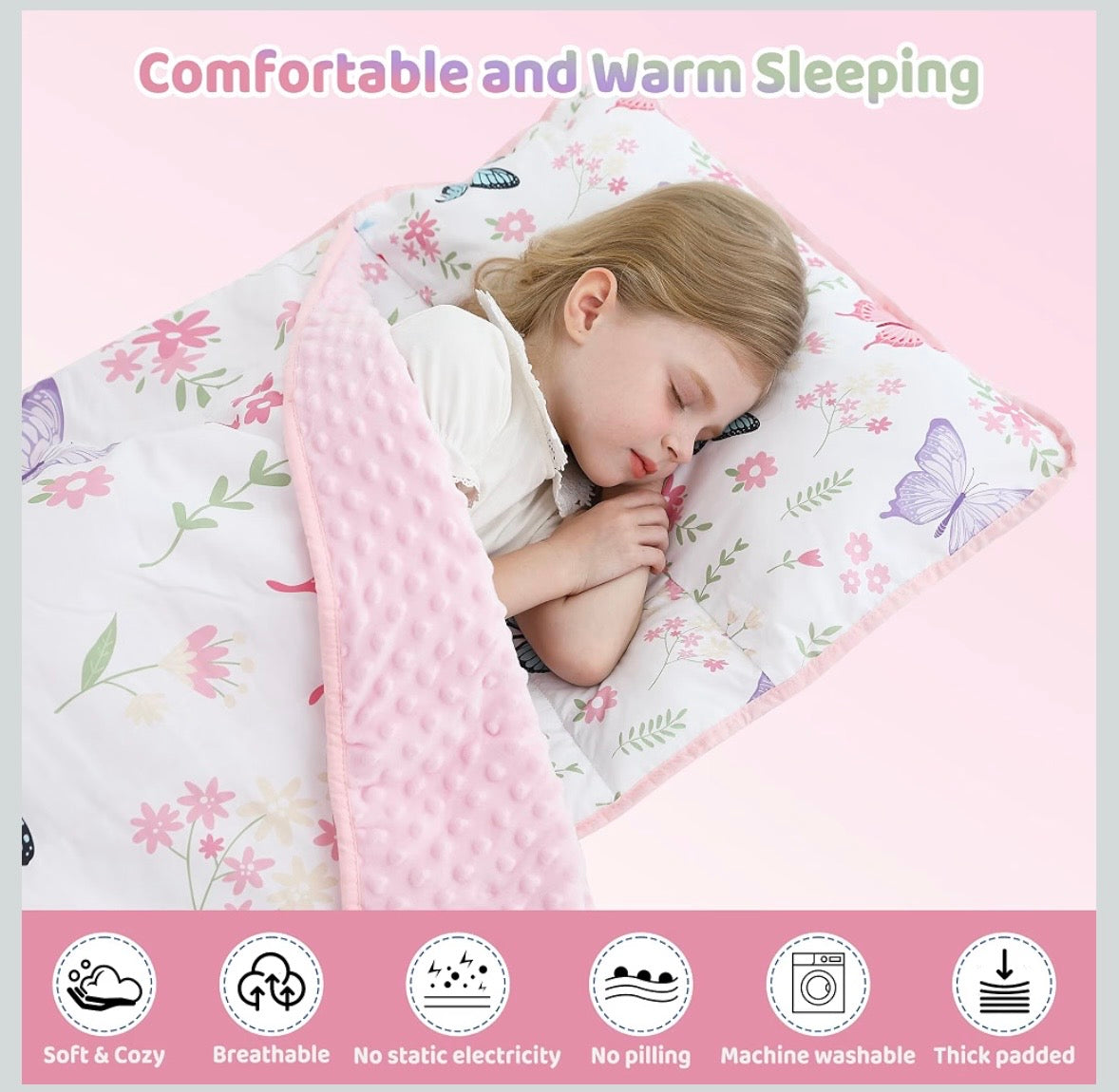 Toddler Nap Mat - White Butterfly