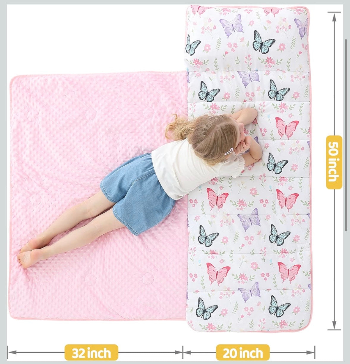 Toddler Nap Mat - White Butterfly