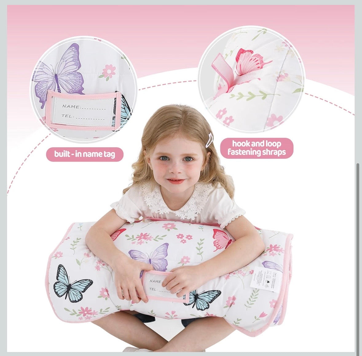 Toddler Nap Mat - White Butterfly
